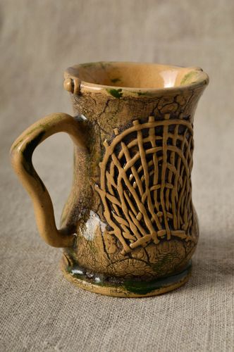 3 inches ceramic beer mug glazed handmade clay beermug great gift 0,35 lb - MADEheart.com