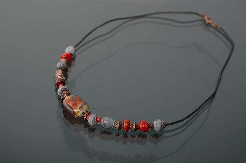 Necklace with lampwork glass beads Katya - MADEheart.com