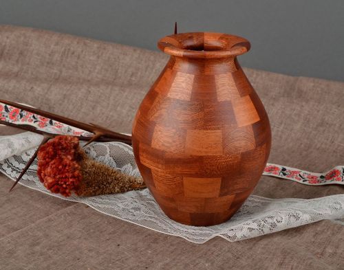 Handmade wooden 6 inches vase made in segmentation technique 0,52 lb - MADEheart.com