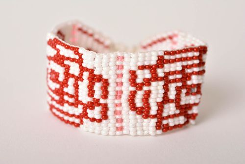 Bracelet en perles de rocaille Bijou fait main large à nouer Cadeau femme - MADEheart.com