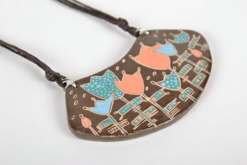 Ceramic pendant with a cord - MADEheart.com