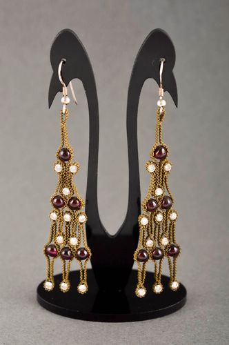 Beautiful handmade metal earrings beaded earrings costume jewelry for girls - MADEheart.com