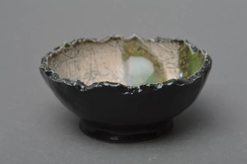 Handmade large designer ceramic bowl coated with colorful glaze - MADEheart.com