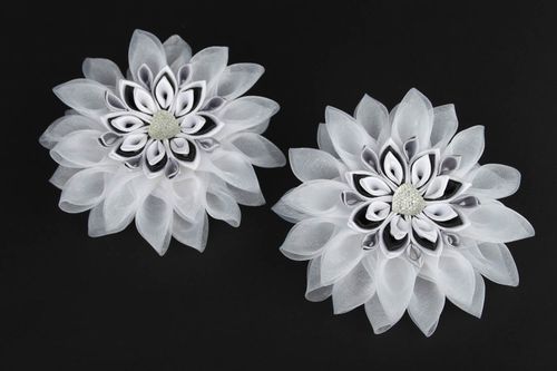 Élastiques cheveux fait main Accessoires coiffure 2 pcs blancs Cadeau fille - MADEheart.com