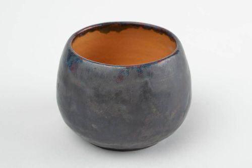 Black and a yellow porcelain drinking cup with no handle - MADEheart.com