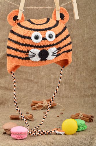 Handmade accessory crochet baby animal hat tiger hat gift ideas for children - MADEheart.com