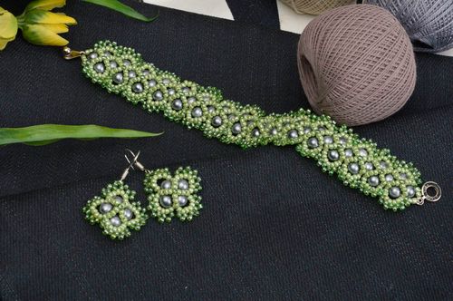 Designer Schmuck Set handmade Schmuck Rocailles Armband und Ohrringe für Damen  - MADEheart.com