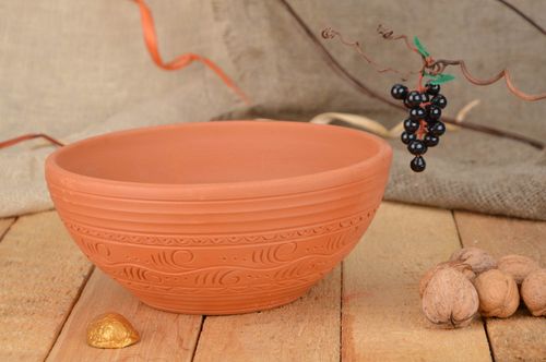 Beau bol en céramique clair fait main pour salade ou soupe 1.5 litre vaisselle - MADEheart.com
