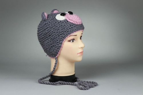 Bonnet tricoté femme Ours gris  - MADEheart.com