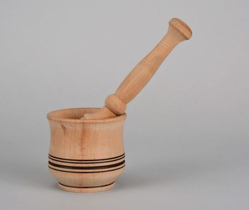Wooden mortar with pestle - MADEheart.com