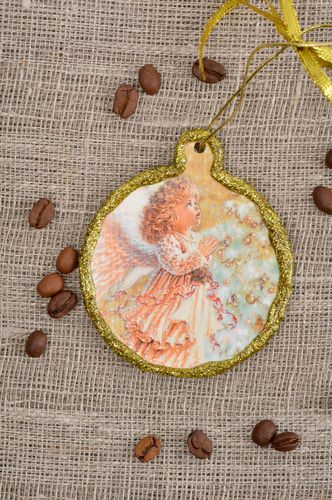 Décoration du sapin de Noël faite main ronde avec ange Décoration Nouvel An - MADEheart.com