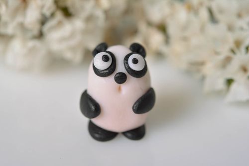 Handmade ceramic figurine stylish clay statuette cute panda toy for kids - MADEheart.com