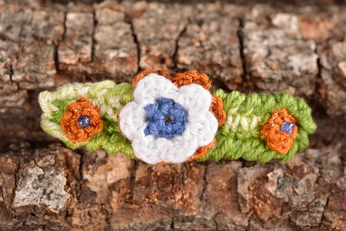 Handmade barrette crocheted hair clip flower hair accessory for women - MADEheart.com