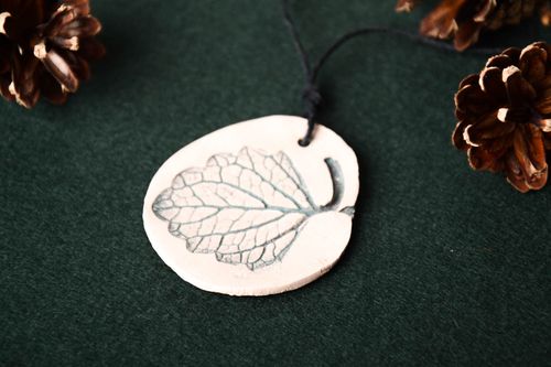 Neck accessory ceramic women pendant unusual necklace ethnic style gift - MADEheart.com