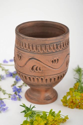 Beautiful handmade designer ceramic goblet 200 ml unusual gift - MADEheart.com