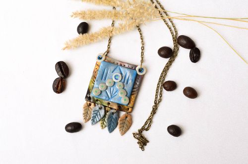 Handmade pendant necklace charm necklace polymer clay designer jewelry  - MADEheart.com
