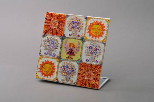 Décoration de table faite main 9 magnets verre peint multicolore originale - MADEheart.com