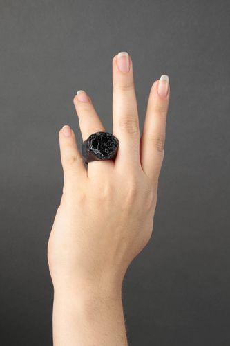 Handmade ring polymer clay jewelry ring gift black ring handmade women jewelry  - MADEheart.com