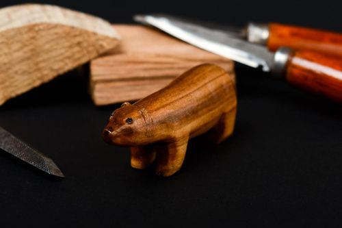 Unusual handmade figurine miniature animals wood craft decorative use only - MADEheart.com