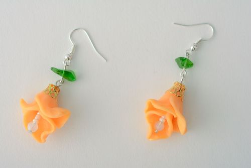 Polymer clay earrings with moonstone - MADEheart.com