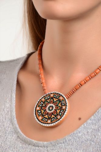 Handmade necklace pendant necklace ceramic jewelry ethnic jewelry gift for mom - MADEheart.com