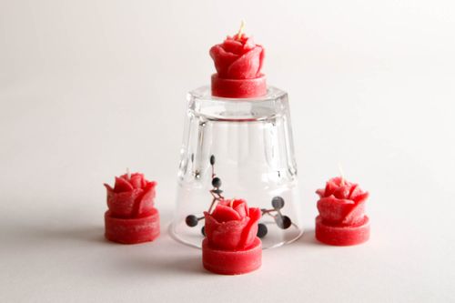 Velas hechas a mano adornos para la casa regalo para chica 4 rosas rojas - MADEheart.com