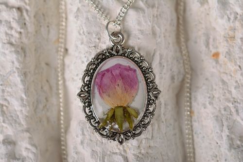 Elegant pendant botanic jewelry handmade pendant with natural flowers for girls - MADEheart.com