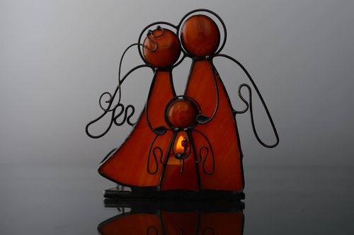 Stained glass candlestick Family Happiness  - MADEheart.com