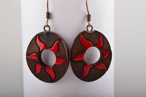 Boucles doreilles en céramique Bijou fait main avec soleil Cadeau femme - MADEheart.com