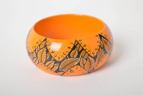 Браслет с росписью ручной работы браслет на руку украшение из дерева оранжевый - MADEheart.com