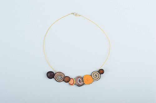 Массивное ожерелье подарок ручной работы кожаное колье стильное красивое - MADEheart.com