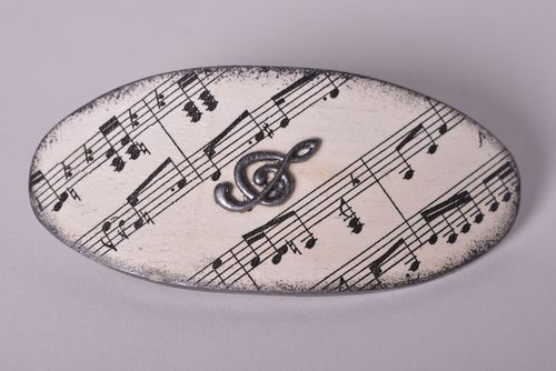 Pasador para el pelo artesanal accesorio para mujer regalo original Notas - MADEheart.com