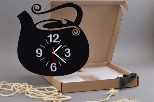 Unusual handmade wall clock designer kitchen accessory beautiful black clock - MADEheart.com
