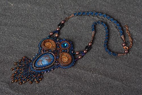 Elegant unusual necklace handmade stylish accessories beautiful jewelry - MADEheart.com