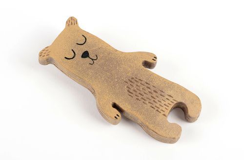 Handmade wooden brooch designer beautiful jewelry unusual bear accessory - MADEheart.com