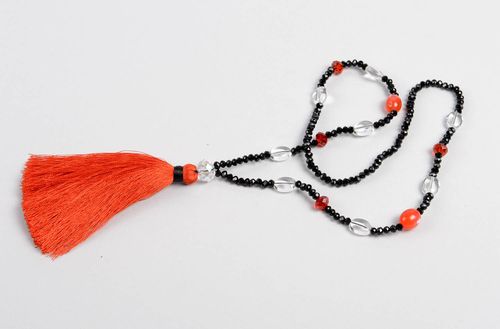 Handmade sautoir unusual beaded necklace beautiful elegant jewelry gift - MADEheart.com