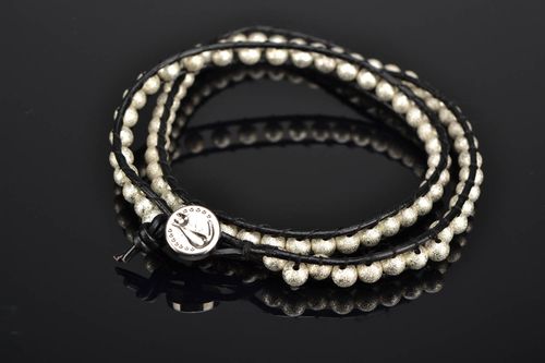 Multirow woven bracelet with metal beads - MADEheart.com
