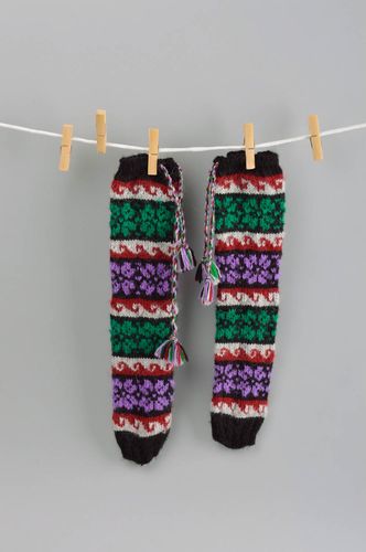 Handmade woolen socks warm patterned socks unusual winter accessories - MADEheart.com