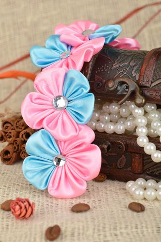Beautiful festive handmade childrens kanzashi textile flower headband  - MADEheart.com