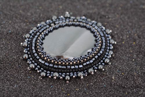 Hematite brooch handmade beaded brooch fashion jewelry hematite jewelry - MADEheart.com