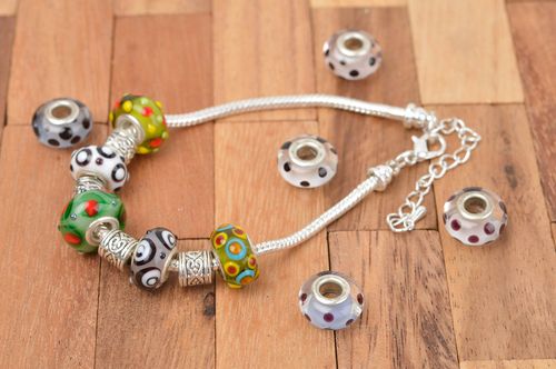 Lampwork Schmuck handgemacht Armband mit Kugeln schön Frauen Accessoire modisch - MADEheart.com