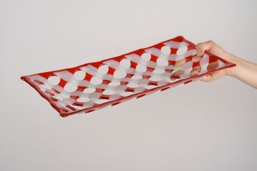 Prato de vidro em técnica de fusão feito à mão  - MADEheart.com