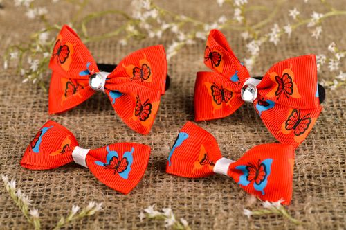 Élastiques cheveux faits main Barrettes cheveux rouges Cadeau fille original - MADEheart.com