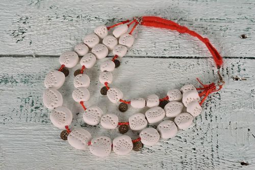 Unusual handmade beaded necklace ceramic bead necklace accessories for girls - MADEheart.com
