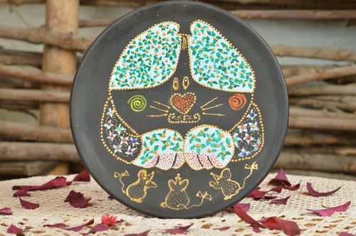 Декоративная тарелка настенная керамическая с росписью акриловыми красками  - MADEheart.com