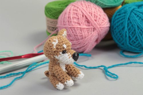 Kleinkinder Spielzeug Handmade Plüschtier Hund Stoff Tier Spielzeug Hund braun - MADEheart.com