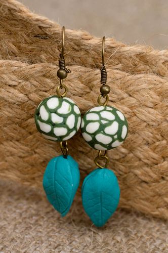 Handmade blue elegant earrings tender unusual accessory female earrings - MADEheart.com