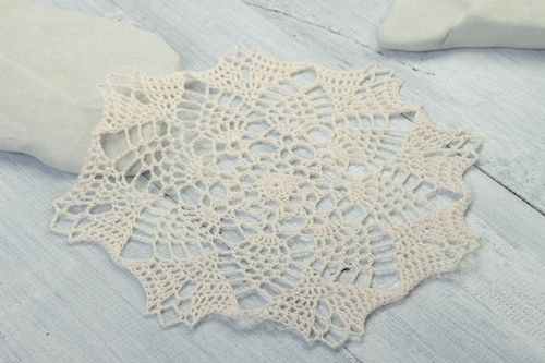 Napperon fait main Déco cuisine blanc ajouré coton au crochet Cadeau femme - MADEheart.com