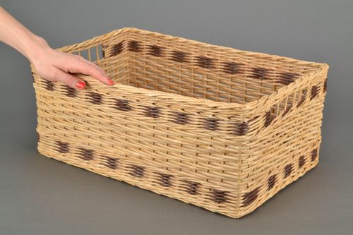 Large newspaper woven basket - MADEheart.com