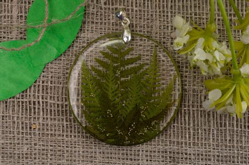 Beautiful handmade epoxy pendant botanical pendant artisan jewelry designs - MADEheart.com